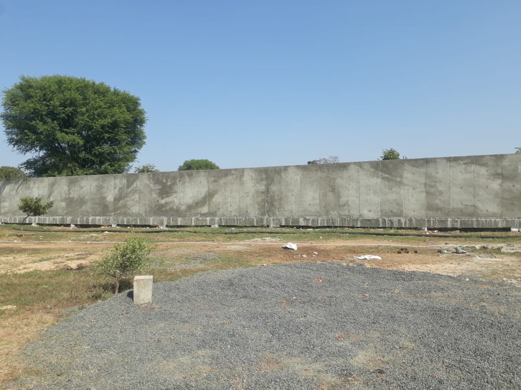 Construction of Compound Retaining wall Shivpura kampa, Gandhinagar - Crystal build squre